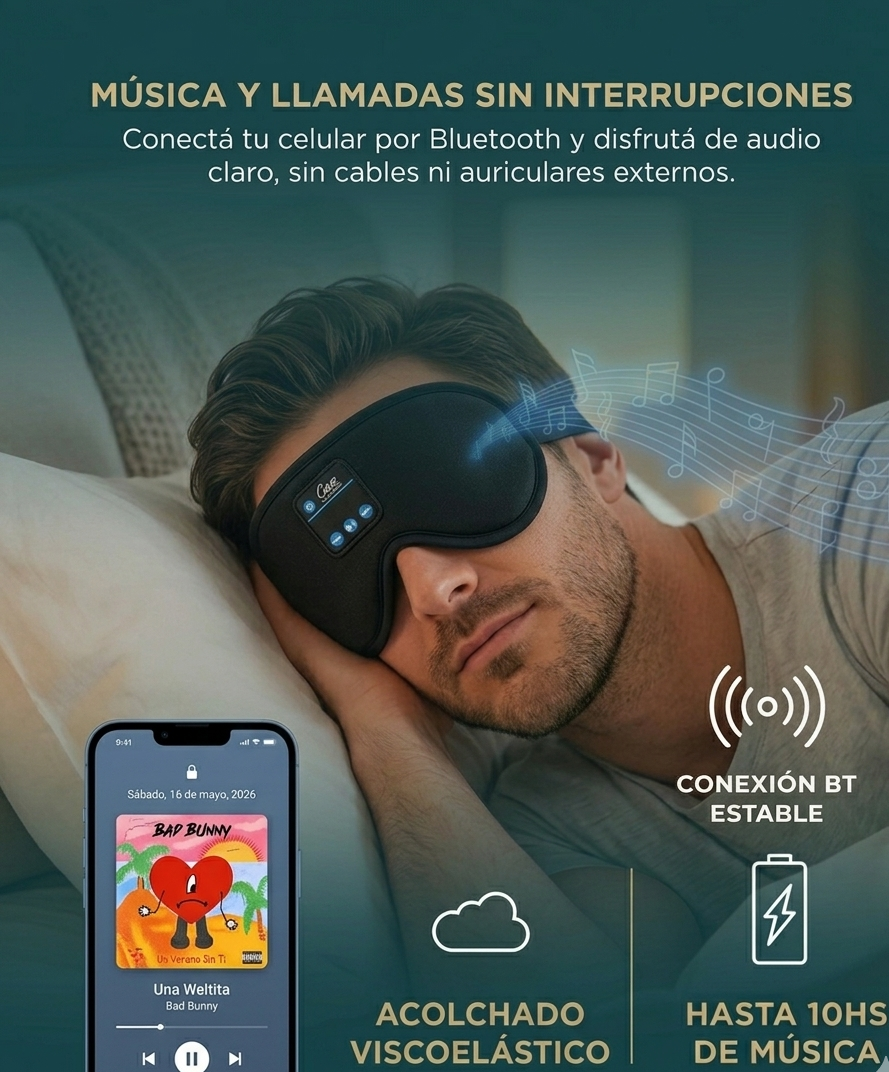 Antifaz Aura Sleep diseño cómodo lado durmiente